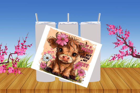 Diseño de Vaquita con Flores para Sublimación
