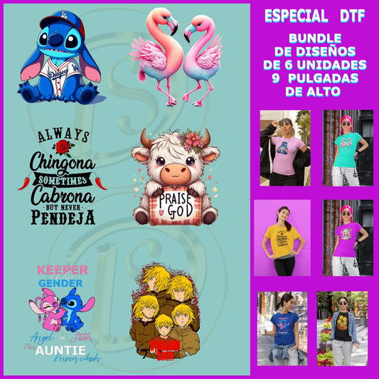 Bundle de 6 diseños en dtf